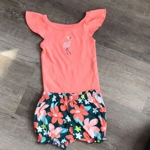 4 for $25.    Flamingo floral Newborn baby girl summer outfit